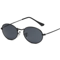 Retro ovale zonnebril met dun zwart metalen montuur en donkergrijze glazen voor streetstyle - Zwart Frame Grijze Lenzen