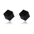 Minimalist black cube magnetic earrings with faceted crystal for non-pierced ears - Black