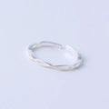 Minimalist S925 sterling silver open ring with dual-line woven braided design in silver - Style C Silver (Braided Double Line) / Adjustable Open