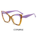 Modisches Cat-Eye Brillengestell aus TR90 in Lila-Schildpatt-Optik mit lila Bügeln - Violetter Schildpatt Rahmen Klare Gläser