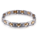 Bracciale da uomo bicolore argento e oro in acciaio inossidabile con finitura lucida - Bicolore Oro Argento (KB92303)