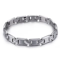 Heren armband van zilver titanium staal met geometrische schakels en polijsting - Zilverkleur (KB92306-K)