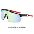 Gafas de sol deportivas con montura negra y roja y lentes de espejo verdes para ciclismo - Montura Negra Roja Lentes de Espejo Verdes (C4)