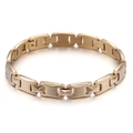 Bracciale da uomo in acciaio inossidabile dorato con maglie geometriche lucide - Oro (KB92302)