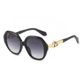 Lunettes de soleil ovales, monture noire, verres dégradés gris et détails dorés - Monture Noire Verre Gris Dégradé