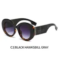 Occhiali da sole rotondi rétro oversize in tartaruga nera con lenti grigie sfumate - Nero Demi Lenti Doppie Grigie