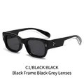 Minimalist wide black frame sunglasses with gold star rivets and black grey lenses - Black Frame Black Grey Lenses (C1/BLACK BLACK)