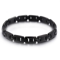 Bracelet classique en acier inoxydable noir mat avec maillons géométriques pour hommes - Noir (KB92304-K)