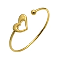 Elastisches 18K vergoldetes Edelstahl-Armband mit hohlem Herz und kleiner Metallkugel - Gold