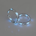 Adjustable hollow heart luminous silver ring with blue glow in the dark effect - Sky Blue Luminous
