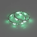 Adjustable hollow heart ring with green glow-in-the-dark feature and silver finish - Yellow-Green Luminous
