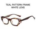 Tea-colored floral frame eyeglasses with clear lenses in a geometric polygon shape - Tea Floral Frame Clear Lenses