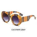 Lunettes de soleil tendance monture rayée C4 avec verres ronds gris dégradés - Monture Rayée Verres Dégradés Gris