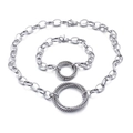 Silver interlocking twisted circle necklace and bracelet jewelry set in titanium steel - A Style Steel Color Jewelry Set (KS86118-K)