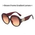 Occhiali da sole rotondi oversize con montatura marrone e lenti sfumate rosa tè - Montatura Tè Lenti Tè Rosa