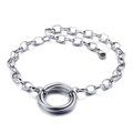 Polished silver stainless steel interlocking triple ring bracelet with elegant O-chain - B Style Steel Color Necklace (KS86117-K)