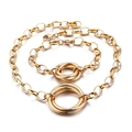 Golden titanium steel interlocking circles jewelry set with necklace and bracelet - B Style Gold Jewelry Set (KS86120-K)