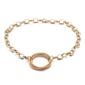 Golden double-circle interlocking twist rope chain necklace on a clean white background - A Style Gold Necklace (KN29689-K)