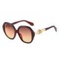 Lunettes de soleil ovales monture marron et verres dégradés rose-marron femme - Monture Marron Verres Dégradés Marron-Rose