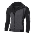Detail of slim fit two-tone hoodie with double zipper and grey-black contrast panels - S / Grey/Black