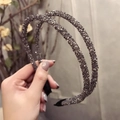 Serre-tête double rangée avec cristaux gris foncé et embouts noirs antidérapants - Gris