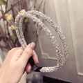 Double-layered silver rhinestone headband with sparkling crystals and anti-slip pads - Silver