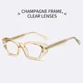 Chic geometric cat-eye glasses featuring transparent champagne frames and clear lenses - Champagne Frame Clear Lens