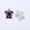 Pendentif tortue avec motif mandala rose et noir pour la création de bijoux DIY - Violet