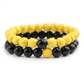 Set di braccialetti con perline di turchese giallo e nero opaco con cordino elastico - Turchese Giallo + Turchese Nero