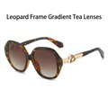 Lunettes de soleil ovales léopard avec verres dégradés thé et détails dorés - Monture Léopard Verres Dégradés Thé