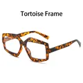 Retro geometric tortoiseshell oversized square frames with stylish fashion glasses finish - Tortoiseshell Frame Clear Lens