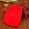 Premium velvet drawstring jewelry pouch in bright red color for gift packaging - 5*7cm / Red