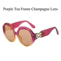 Occhiali da sole rotondi oversize con montatura sfumata viola e lenti color champagne - Montatura Tè Viola Lenti Champagne