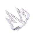 Sparkling heartbeat ring with micro-paved AAA zircons on silver stainless steel band - Silver