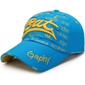 Hellblaue Baseballkappe im Distressed-Look mit gelber 3D-Stickerei und Hip-Hop-Streetwear - Verstellbar / Seeblau