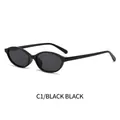 Occhiali da sole vintage ovali con montatura nera C1 e lenti grigie classiche - Montatura Nera Lenti Grigio Nero