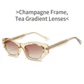 Champagne frame cat-eye sunglasses with gradient tea lenses for a trendy look - Champagne Frame Gradient Tea Lenses (C3)