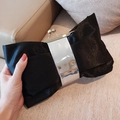 Funkelnde schwarze Abendtasche in Schleifenform mit Silberring und goldenem Kugelverschluss - Einfacher Stil / Schwarz ohne Diamanten