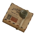 Vintage kraft paper air mail candy box with twine and globe charm for travel theme - Globe Mailbox Style