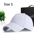 Classic white cotton baseball cap in size S with structured six-panel design and curved brim - Size S (54-56CM) / White