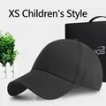 Classic black cotton baseball cap for kids in size XS with a curved brim and breathable vents - Size XS Kids (52-54CM) / Black