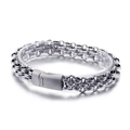 Schweres geflochtenes Edelstahl-Kettenarmband für Herren in poliertem Silber-Finish - Silbernes Geflochtenes Modell (KB92434-BD)