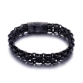 Mehrlagiges geflochtenes Herrenarmband aus Edelstahl mit mattschwarzem Finish - Schwarzes Gestreiftes Geflochtenes Modell (KB92436-BD)