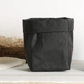 Sacchetto portaoggetti in carta kraft nera lavabile con base quadrata e bordo ripiegato industriale - 8*8*15CM / Nero
