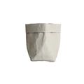 Washable kraft paper storage bag in light grey with minimalist wrinkled texture - Gray