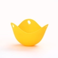 Yellow food-grade silicone egg poacher cup with dual handles for easy steam cooking - Orange
