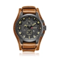 Reloj de cuarzo CURREN para hombre con correa de cuero marrón y esfera de cronógrafo - Correa Marrón Caja Negra Marcadores Amarillos