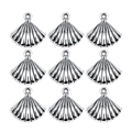 Set of silver conch shell alloy pendants for DIY jewelry and bracelet making - Large Shell 19x19.5mm