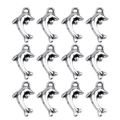 Detailed view of silver dolphin alloy pendants for DIY bracelets and necklaces jewelry making - Dolphin 11.5x19.5mm