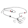 Silver necklace and earring set with colorful beads and hollow cross circle pendants - Steel Color (KS93295-K)
